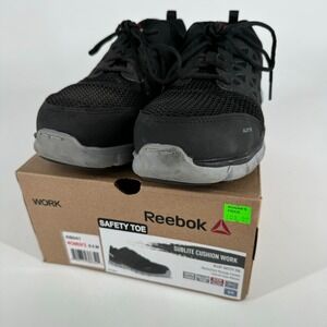 Reebok Work Shoes WOMENS Black Lace Up Alloy Toe RB041 Oil & Slip Resistant‎ 9.5